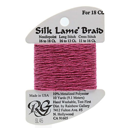 Rainbow Gallery Silk Lame Braid 18 - 045 Deep Rose