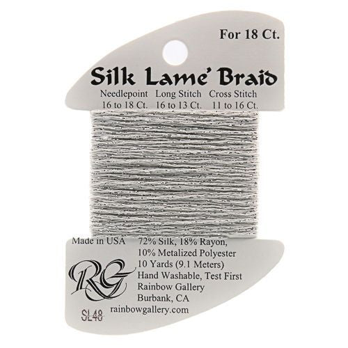 Rainbow Gallery Silk Lame Braid 18 - 048 Silver