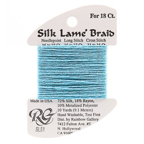 Rainbow Gallery Silk Lame Braid 18 - 051 Turquoise
