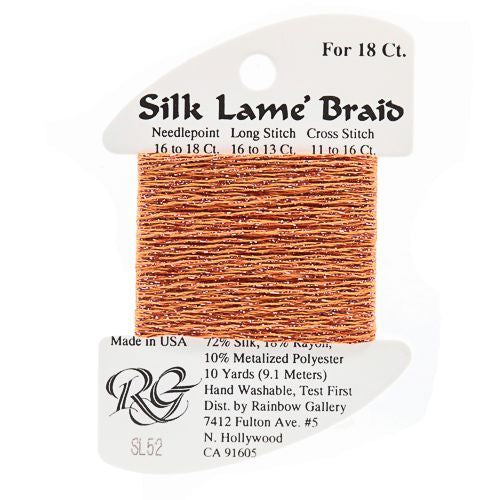 Rainbow Gallery Silk Lame Braid 18 - 052 Pumpkin