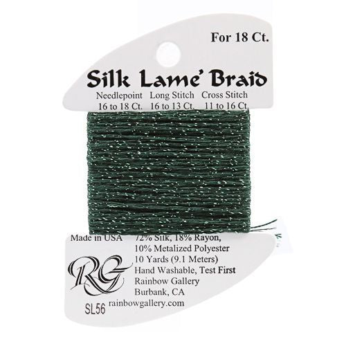Rainbow Gallery Silk Lame Braid 18 - 056 Forest Green