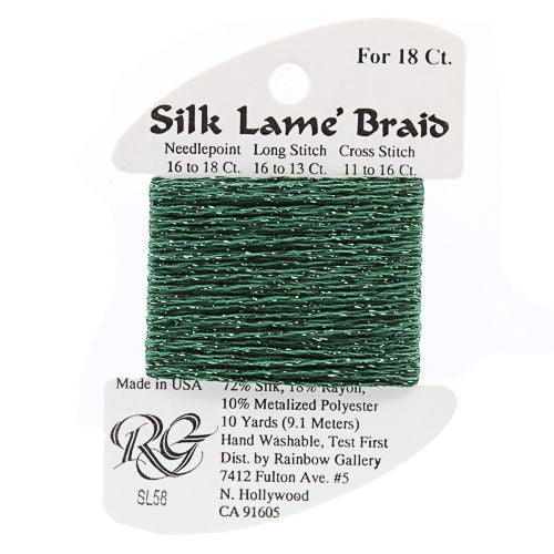 Rainbow Gallery Silk Lame Braid 18 - 058 Dark Christmas Green