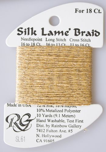 Rainbow Gallery Silk Lame Braid 18 - 061 Sand Gold