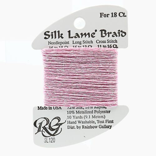 Rainbow Gallery Silk Lame Braid 18 - 120 Lite Raspberry
