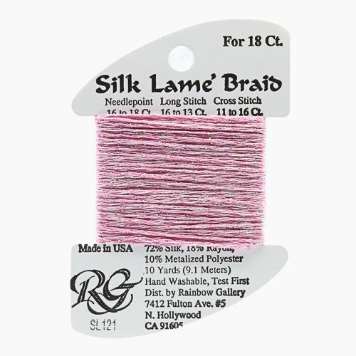 Rainbow Gallery Silk Lame Braid 18 - 121 Medium Raspberry