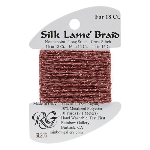 Rainbow Gallery Silk Lame Braid 18 - 206 Nostalgic Rose