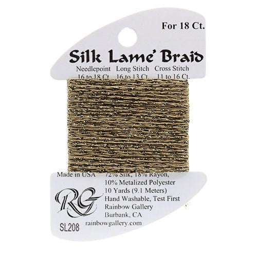 Rainbow Gallery Silk Lame Braid 18 - 208 Antique Bronze