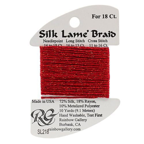 Rainbow Gallery Silk Lame Braid 18 - 218 Corvette Red