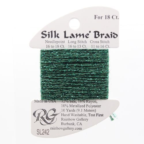 Rainbow Gallery Silk Lame Braid 18 - 242 Peacock Green