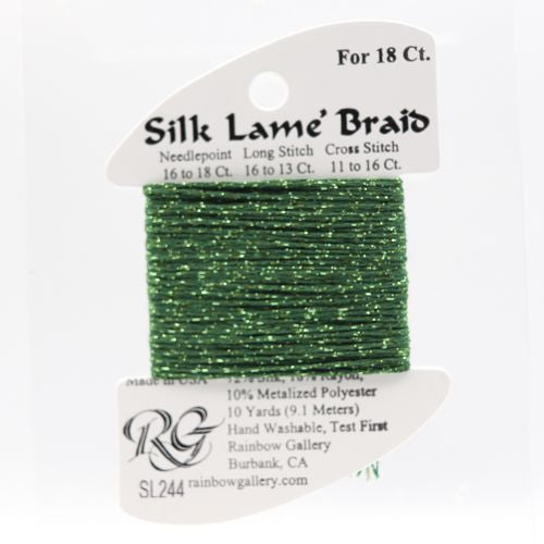 Rainbow Gallery Silk Lame Braid 18 - 244 Vineyard Green