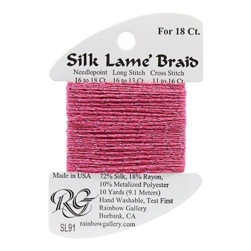 Rainbow Gallery Silk Lame Braid 18 - 91 Dark Raspberry