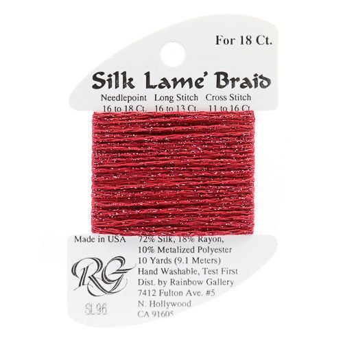 Rainbow Gallery Silk Lame Braid 18 - 96 Crimson