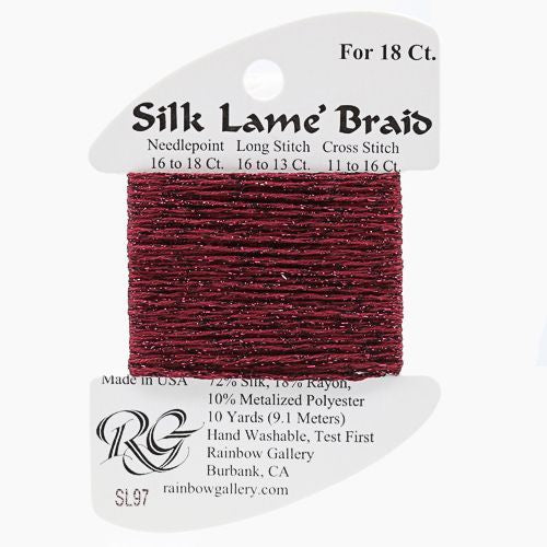 Rainbow Gallery Silk Lame Braid 18 - 97 Ruby Red