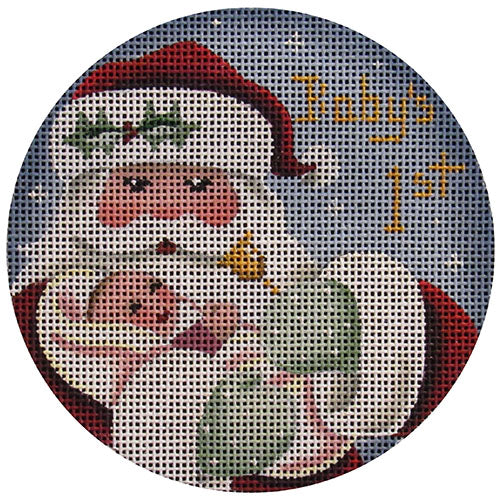 Rebecca Wood Designs Santa First Christmas Girl Needlepoint Canvas