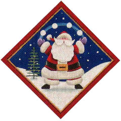 Rebecca Wood Designs Santa with Snowballs Needlepoint Canvas