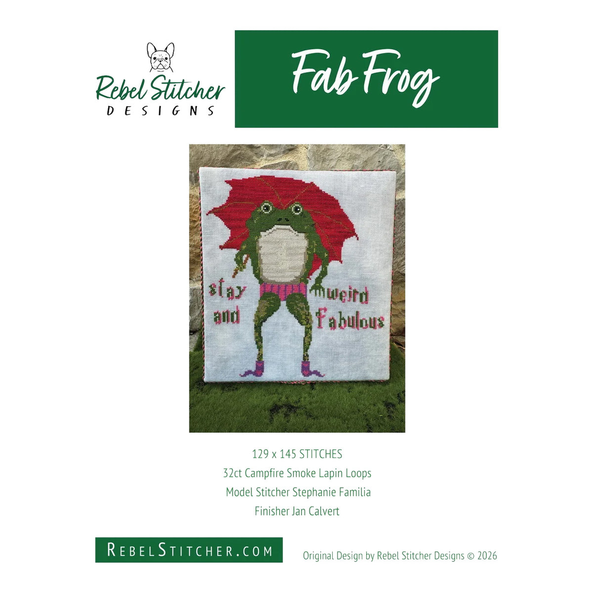Rebel Stitcher Designs Fab Frog Cross Stitch Pattern