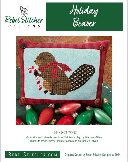 Rebel Stitcher Designs Holiday Beaver Cross Stitch Pattern