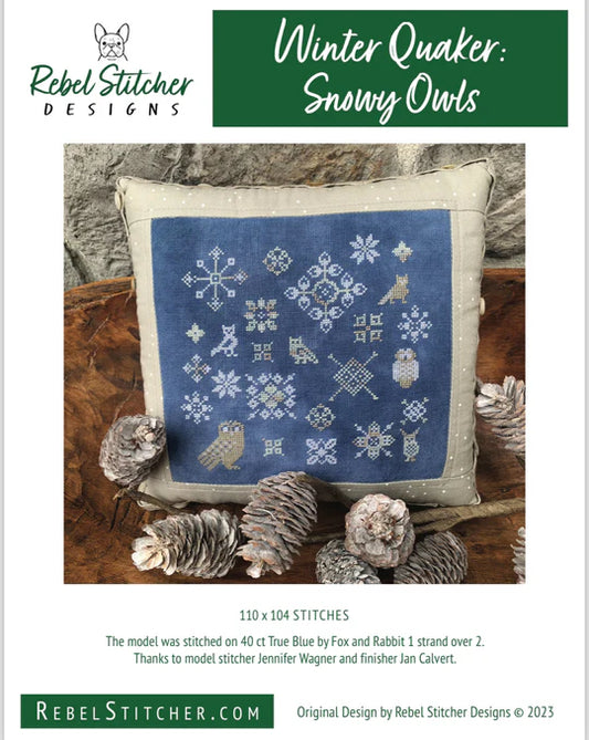 Rebel Stitcher Designs Winter Quaker: Snowy Owls Cross Stitch Pattern