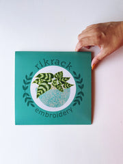 Rikrack Blue Flower Pot Embroidery Kit