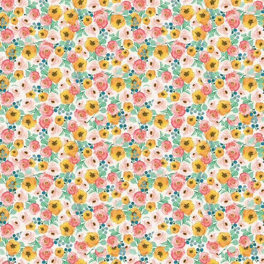 Riley Blake Designs Spring Gardens Floral Cotton Fabric in Cream