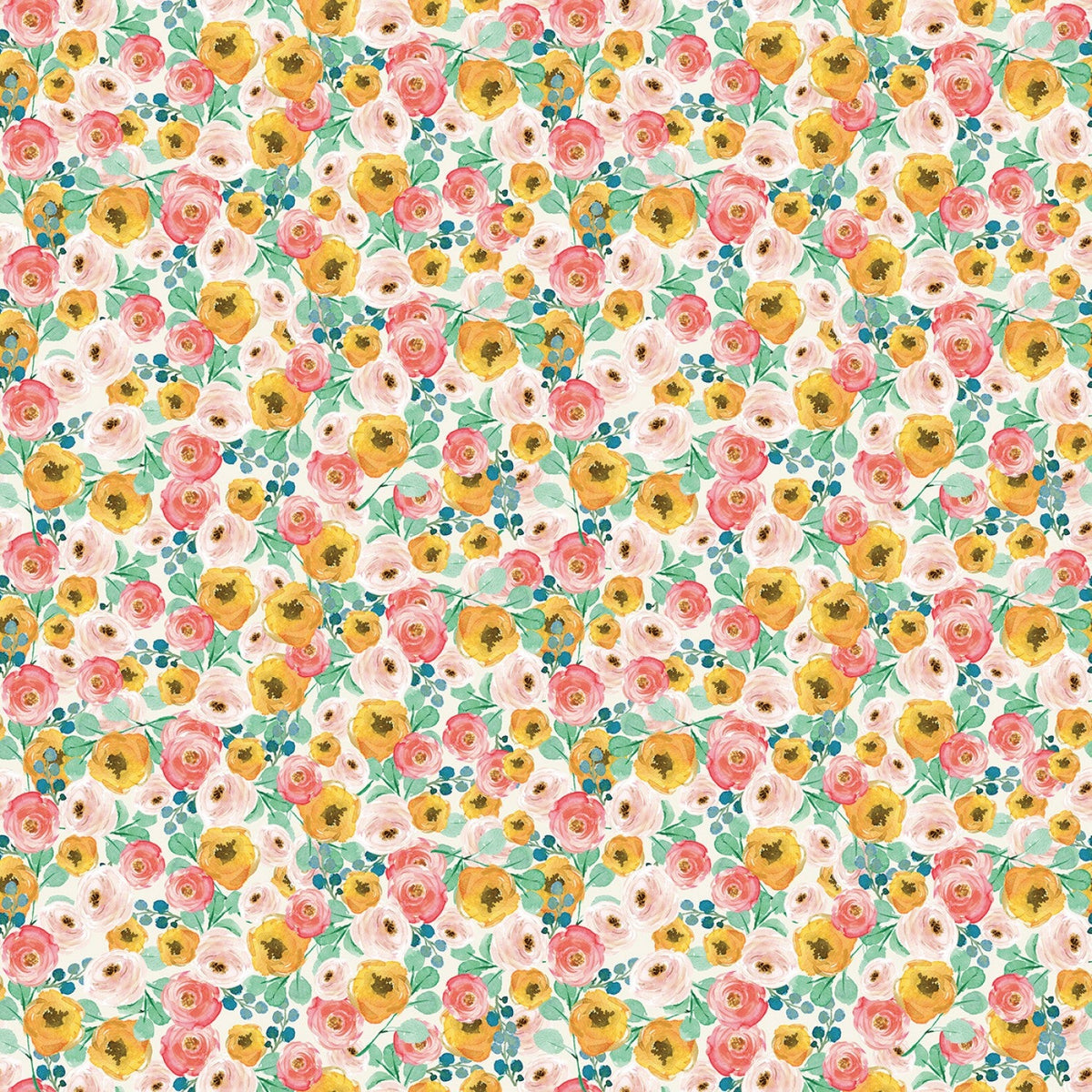 Finishing: Riley Blake Designs Spring Gardens Floral Cotton Fabric in Cream