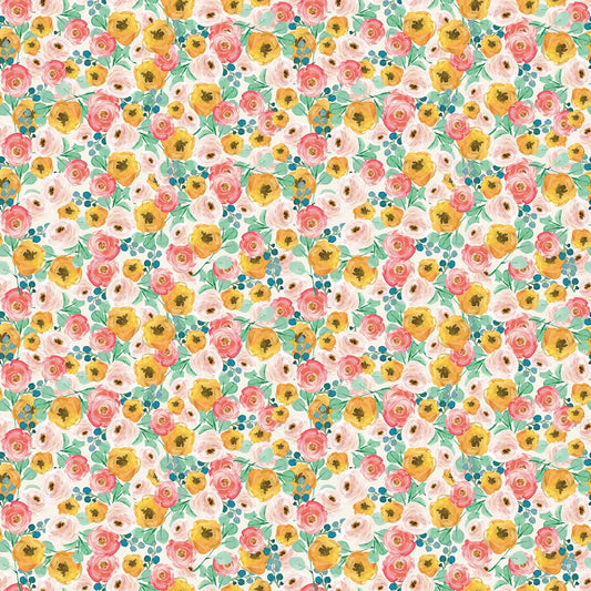 Finishing: Riley Blake Designs Spring Gardens Floral Cotton Fabric in Cream