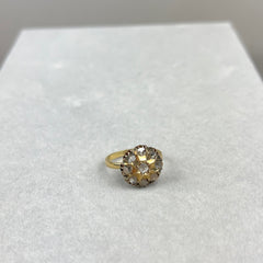 14k Gold and Rose Cut Diamond Cluster Ring