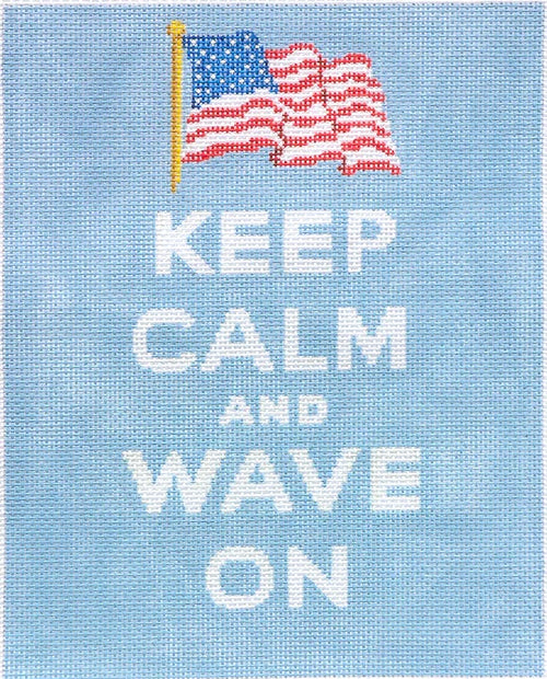 Kate Dickerson Needlepoint Collections Keep Calm Wave on Us Flag Needlepoint Canvas