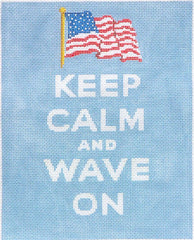 Kate Dickerson Needlepoint Collections Keep Calm Wave on Us Flag Needlepoint Canvas