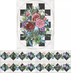 Sandra Gilmore Royal Bouquet Footstool Needlepoint Canvas