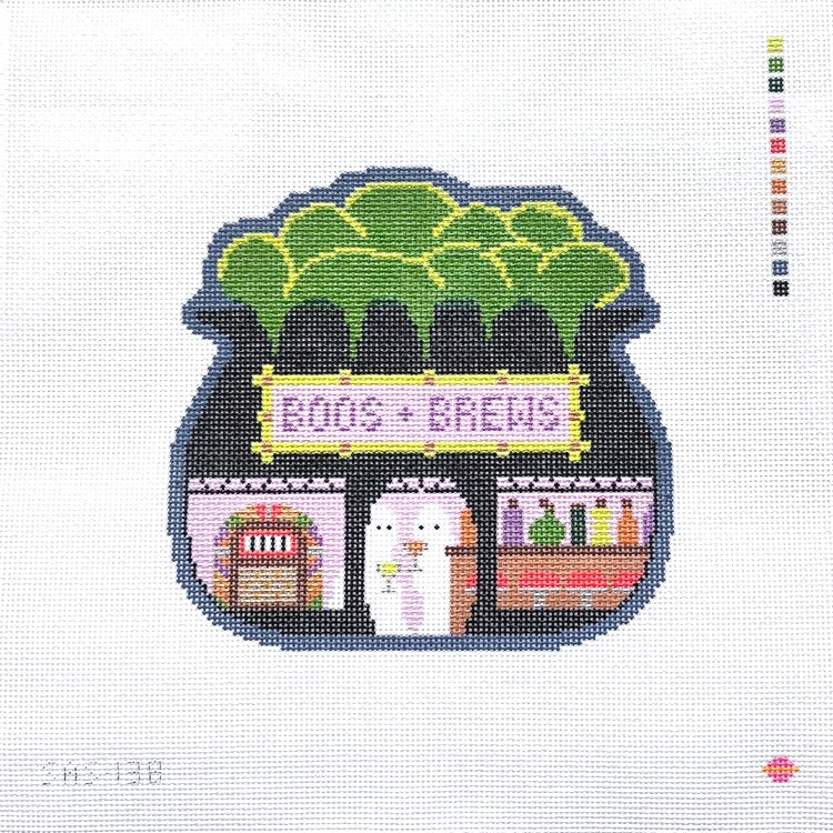 Saturnalia Stitching Halloween Village Boos and Brews Needlepoint Canvas - 18M
