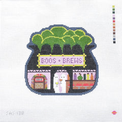Saturnalia Stitching Halloween Village Boos and Brews Needlepoint Canvas - 18M
