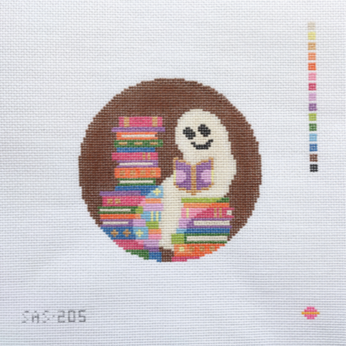 Saturnalia Stitching Reading Ghostie Needlepoint Canvas