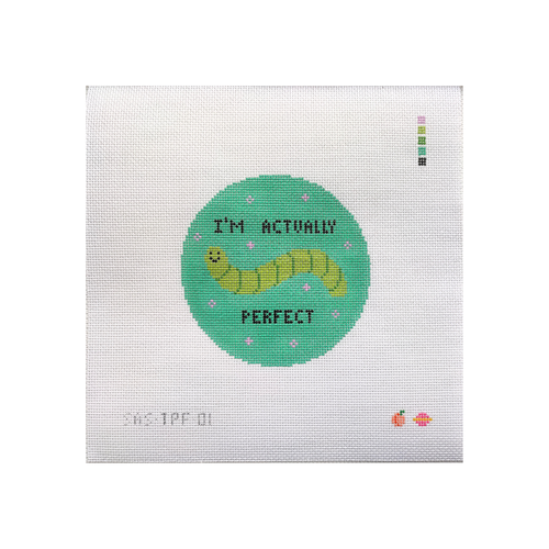 Saturnalia Stitching The Peach Fuzz Perfect Worm Needlepoint Canvas