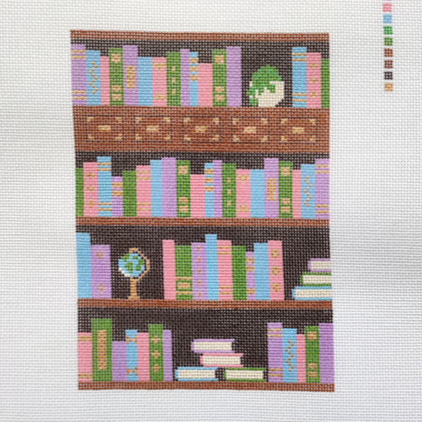 Saturnalia Stitching Bookshelf E-Reader Case Needlepoint Canvas