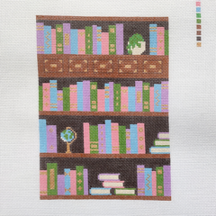 Saturnalia Stitching Bookshelf E-Reader Case Needlepoint Canvas