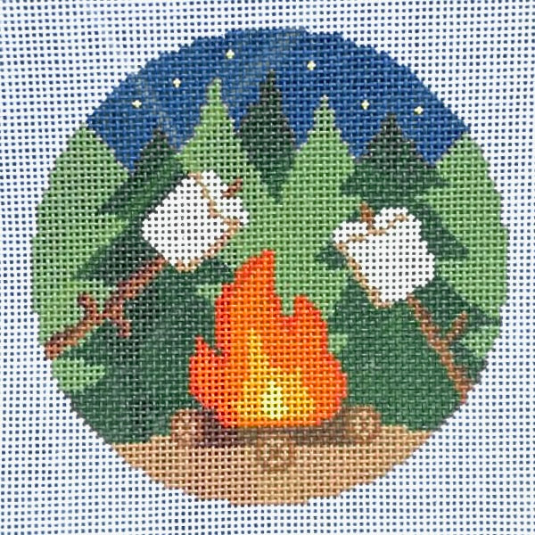 Saturnalia Stitching By the Campfire Needlepoint Canvas