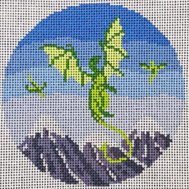 Saturnalia Stitching Earthen Dragon Round Needlepoint Canvas