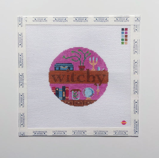 Saturnalia Stitching Witchy Round Needlepoint Canvas