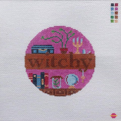 Saturnalia Stitching Witchy Round Needlepoint Canvas