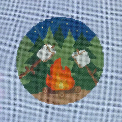 Saturnalia Stitching By the Campfire Needlepoint Canvas