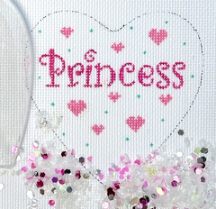 Kate Dickerson Needlepoint Collections Heart Mini with Clear Dome and Confetti Princess Needlepoint Canvas