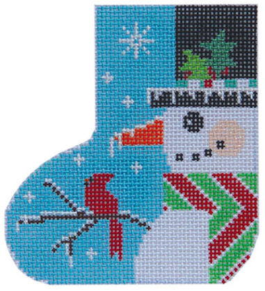 Shelly Tribbey Designs Snowman and Bird Mini Skate Needlepoint Canvas