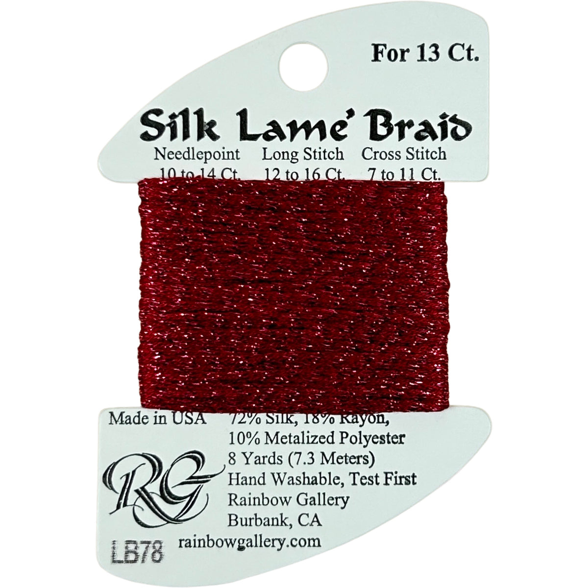 Rainbow Gallery Silk Lame Braid 13 - 078 Cherry