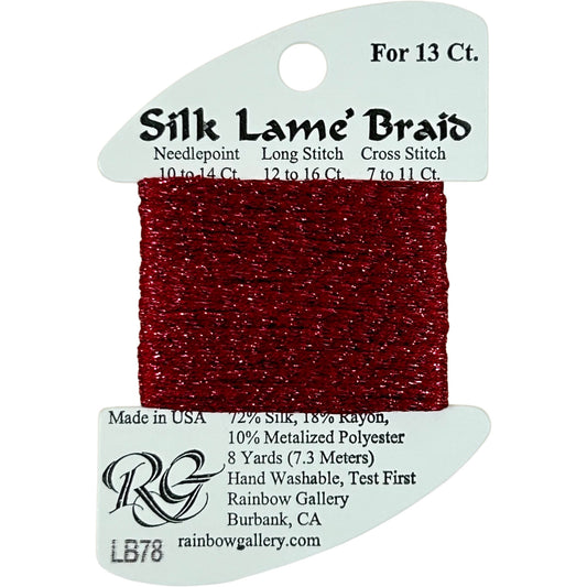 Rainbow Gallery Silk Lame Braid 13 - 078 Cherry
