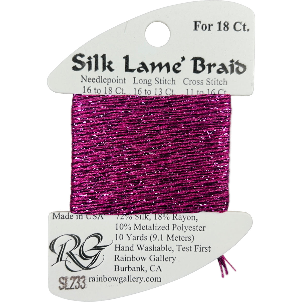 Rainbow Gallery Silk Lame Braid 18 - 233 Festival Fuchsia