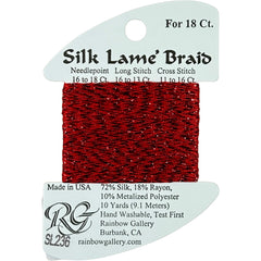 Rainbow Gallery Silk Lame Braid 18 - 236 True Red