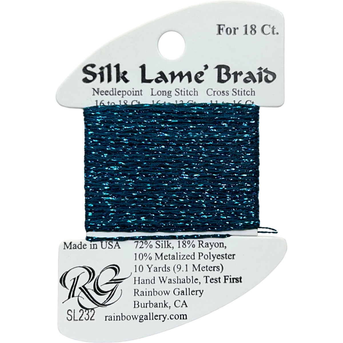 Rainbow Gallery Silk Lame Braid 18 - 232 Maui Blue