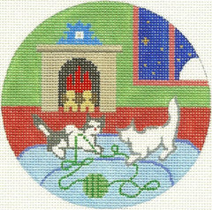 Silver Needle Goodnight Moon Kittens Ornament Needlepoint Canvas