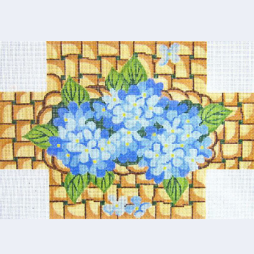 Silver Needle Hydrangea Brick Doorstop Needlepoint Canvas